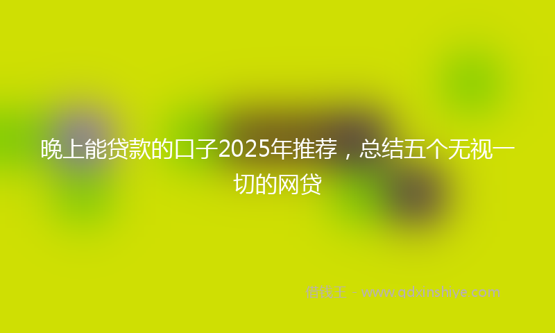 晚上能贷款的口子2025年推荐，总结五个无视一切的网贷