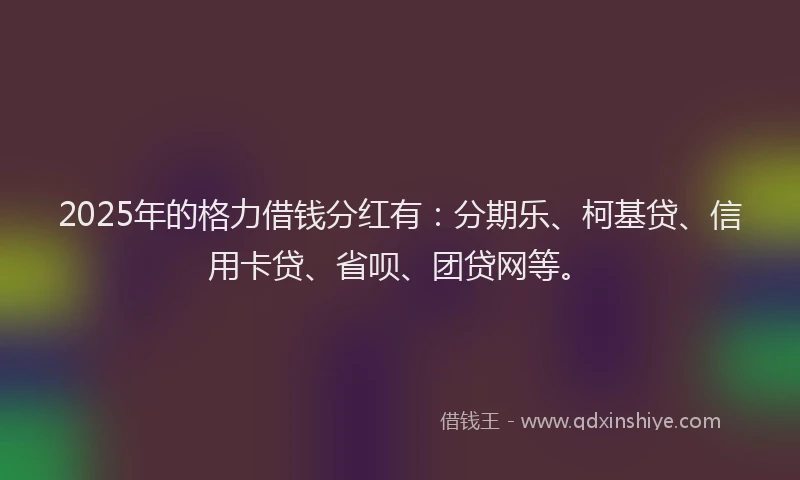 2025年的格力借钱分红有：分期乐、柯基贷、信用卡贷、省呗、团贷网等。