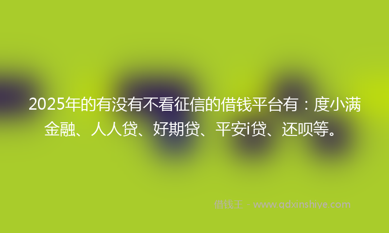 2025年的有没有不看征信的借钱平台有：度小满金融、人人贷、好期贷、平安i贷、还呗等。