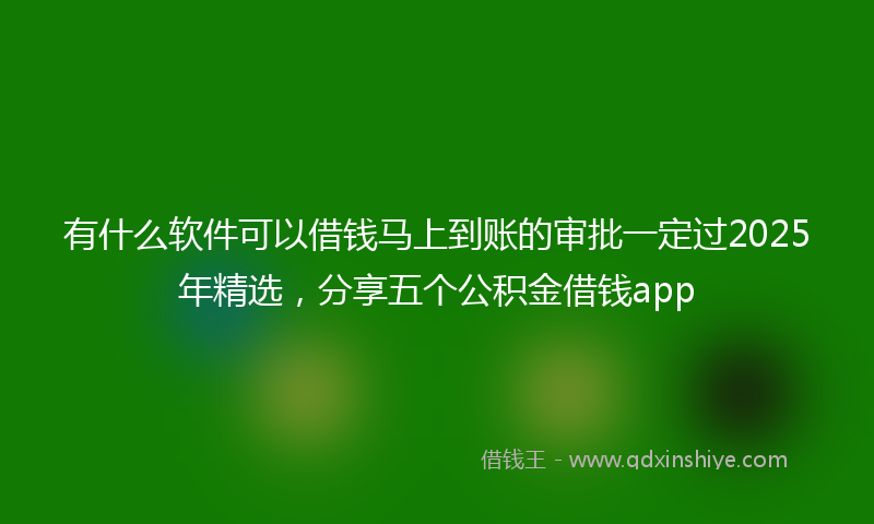 有什么软件可以借钱马上到账的审批一定过2025年精选，分享五个公积金借钱app