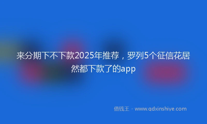 来分期下不下款2025年推荐，罗列5个征信花居然都下款了的app