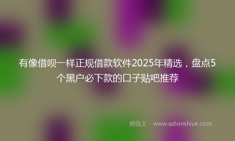 有像借呗一样正规借款软件2025年精选，盘点5个黑户必下款的口子贴吧推荐