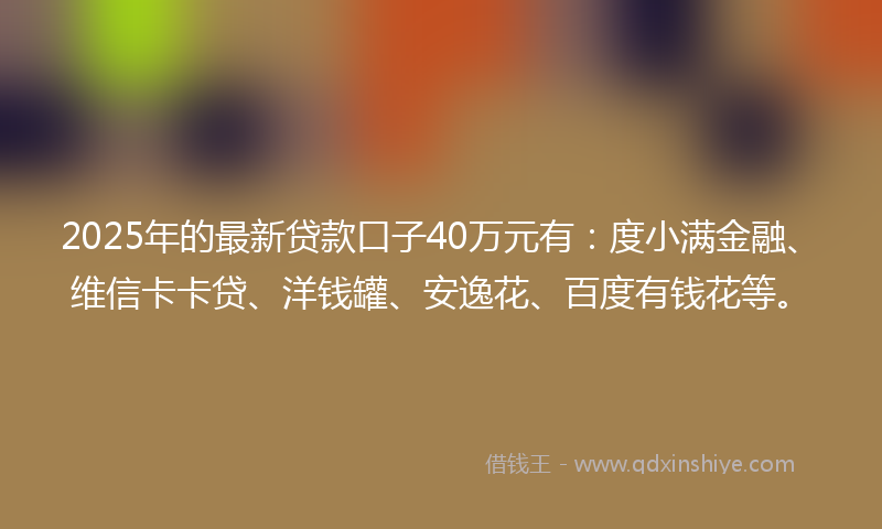 2025年的最新贷款口子40万元有：度小满金融、维信卡卡贷、洋钱罐、安逸花、百度有钱花等。