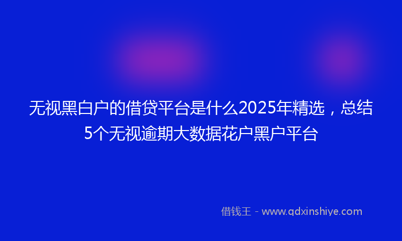 无视黑白户的借贷平台是什么2025年精选，总结5个无视逾期大数据花户黑户平台