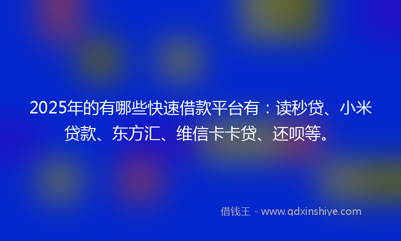 2025年的有哪些快速借款平台有：读秒贷、小米贷款、东方汇、维信卡卡贷、还呗等。