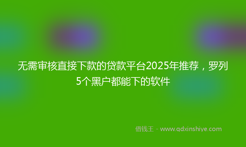 无需审核直接下款的贷款平台2025年推荐，罗列5个黑户都能下的软件
