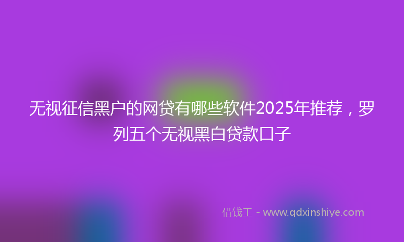 无视征信黑户的网贷有哪些软件2025年推荐，罗列五个无视黑白贷款口子