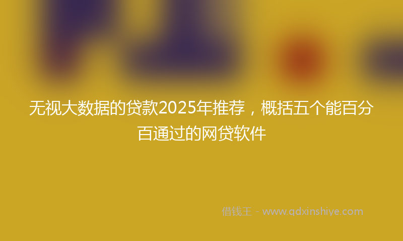 无视大数据的贷款2025年推荐，概括五个能百分百通过的网贷软件