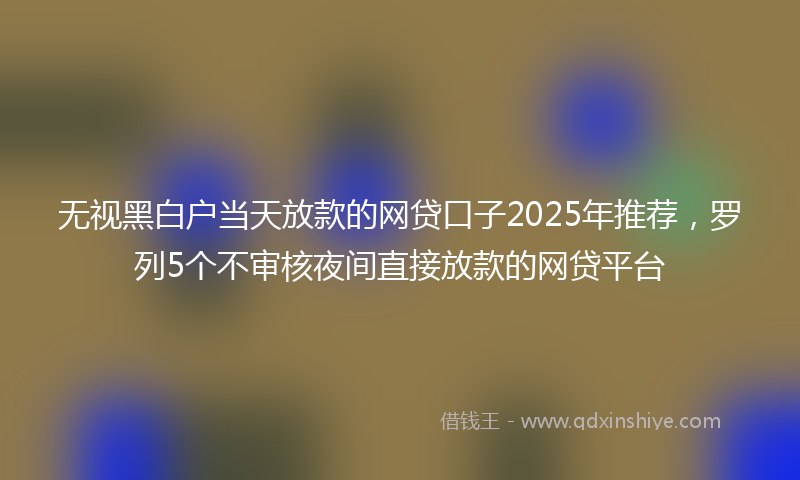 无视黑白户当天放款的网贷口子2025年推荐，罗列5个不审核夜间直接放款的网贷平台