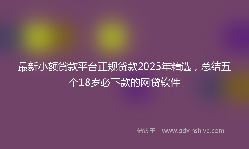 最新小额贷款平台正规贷款2025年精选，总结五个18岁必下款的网贷软件
