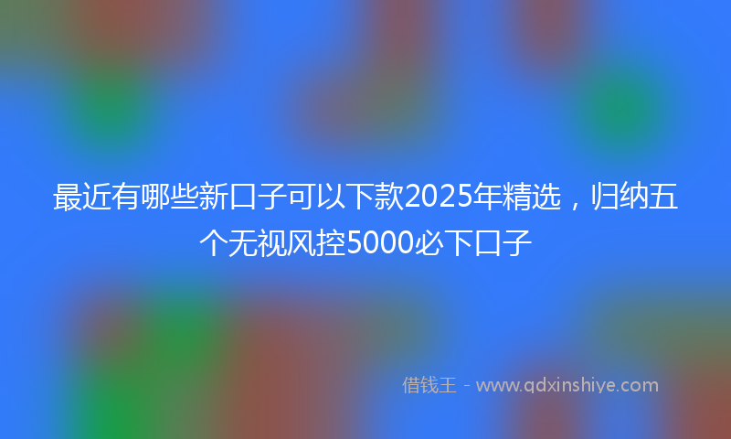 最近有哪些新口子可以下款2025年精选，归纳五个无视风控5000必下口子