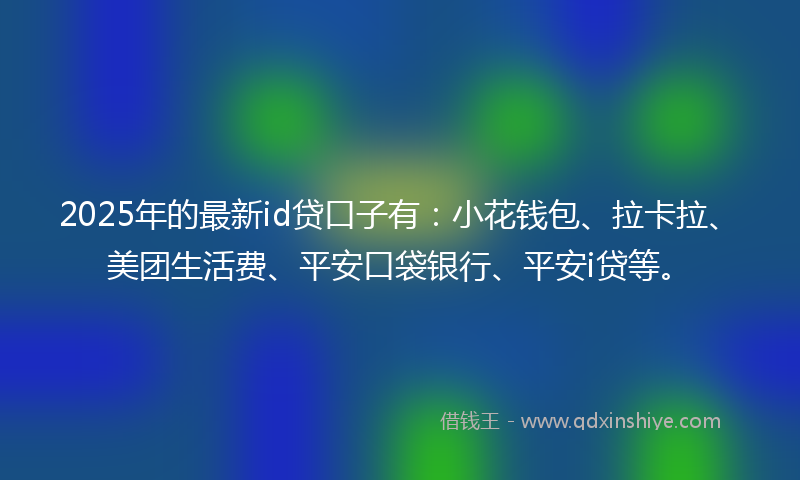 2025年的最新id贷口子有：小花钱包、拉卡拉、美团生活费、平安口袋银行、平安i贷等。