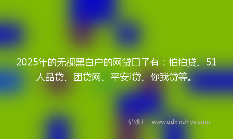 2025年的无视黑白户的网贷口子有：拍拍贷、51人品贷、团贷网、平安i贷、你我贷等。