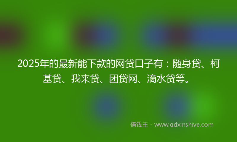 2025年的最新能下款的网贷口子有：随身贷、柯基贷、我来贷、团贷网、滴水贷等。