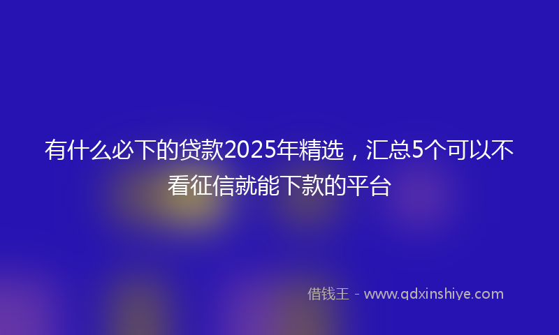 有什么必下的贷款2025年精选，汇总5个可以不看征信就能下款的平台