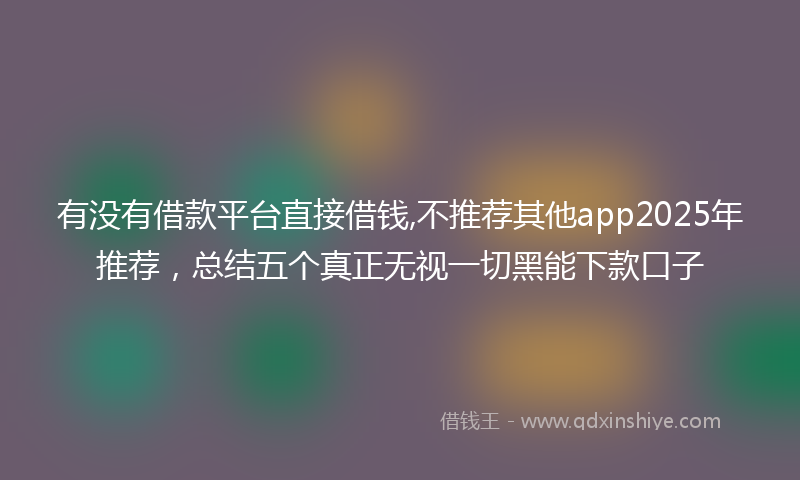有没有借款平台直接借钱,不推荐其他app2025年推荐，总结五个真正无视一切黑能下款口子