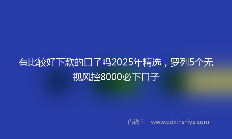 有比较好下款的口子吗2025年精选，罗列5个无视风控8000必下口子