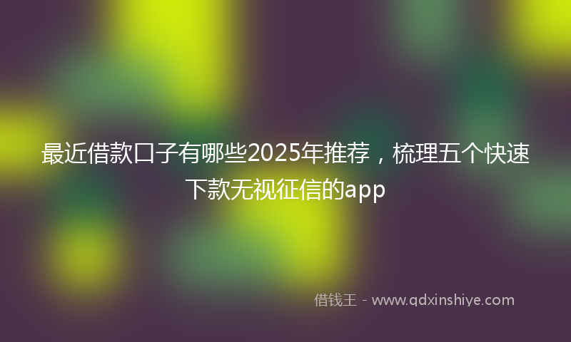 最近借款口子有哪些2025年推荐，梳理五个快速下款无视征信的app