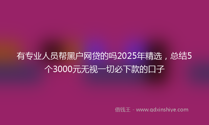 有专业人员帮黑户网贷的吗2025年精选，总结5个3000元无视一切必下款的口子
