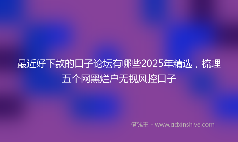 最近好下款的口子论坛有哪些2025年精选，梳理五个网黑烂户无视风控口子