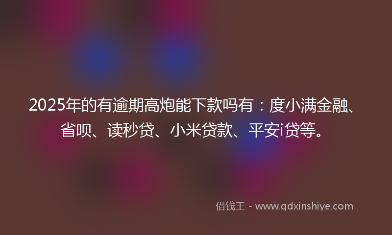 2025年的有逾期高炮能下款吗有：度小满金融、省呗、读秒贷、小米贷款、平安i贷等。