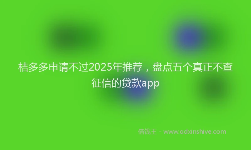 桔多多申请不过2025年推荐，盘点五个真正不查征信的贷款app