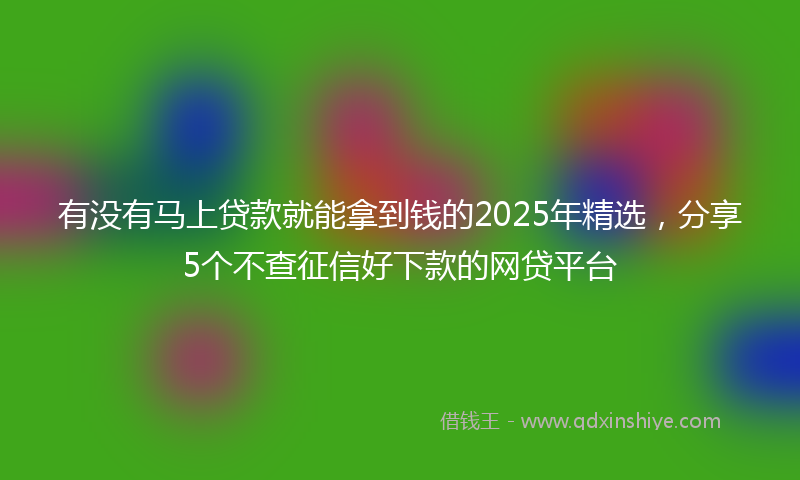 有没有马上贷款就能拿到钱的2025年精选，分享5个不查征信好下款的网贷平台