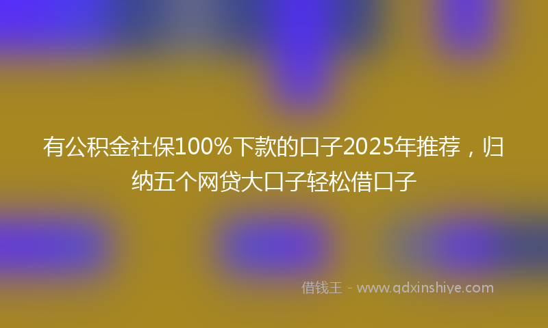 有公积金社保100%下款的口子2025年推荐，归纳五个网贷大口子轻松借口子