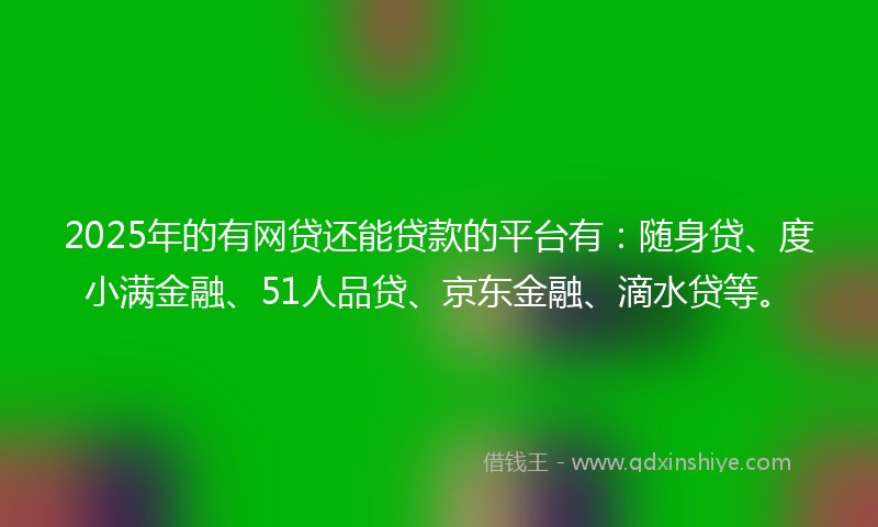 2025年的有网贷还能贷款的平台有：随身贷、度小满金融、51人品贷、京东金融、滴水贷等。