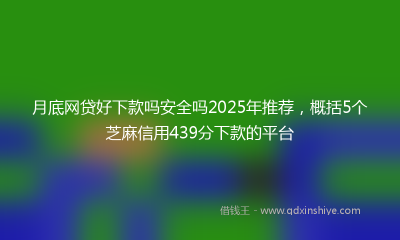 月底网贷好下款吗安全吗2025年推荐，概括5个芝麻信用439分下款的平台