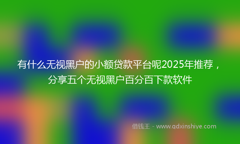 有什么无视黑户的小额贷款平台呢2025年推荐，分享五个无视黑户百分百下款软件