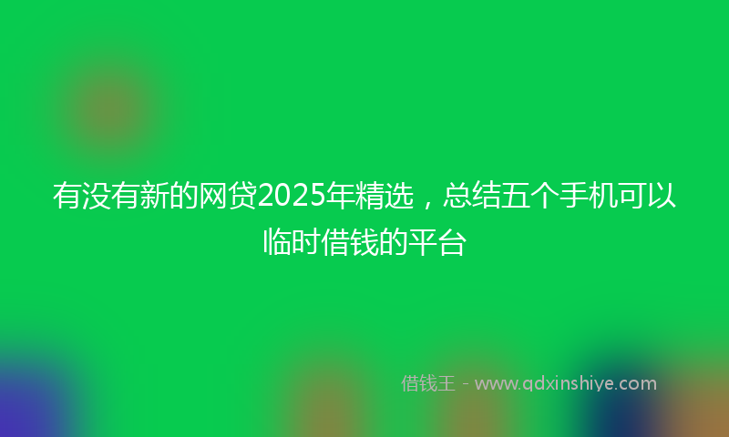 有没有新的网贷2025年精选，总结五个手机可以临时借钱的平台