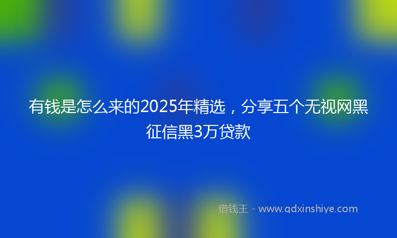 有钱是怎么来的2025年精选，分享五个无视网黑征信黑3万贷款