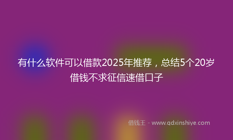 有什么软件可以借款2025年推荐，总结5个20岁借钱不求征信速借口子
