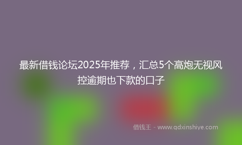 最新借钱论坛2025年推荐，汇总5个高炮无视风控逾期也下款的口子