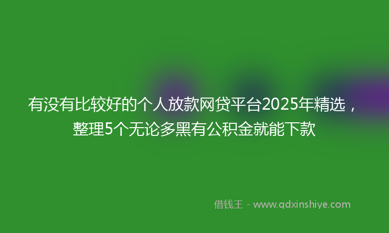 有没有比较好的个人放款网贷平台2025年精选，整理5个无论多黑有公积金就能下款