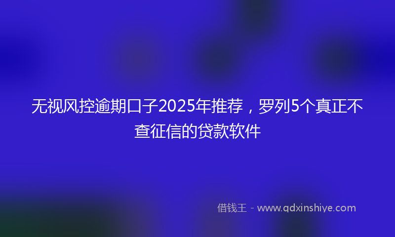 无视风控逾期口子2025年推荐，罗列5个真正不查征信的贷款软件