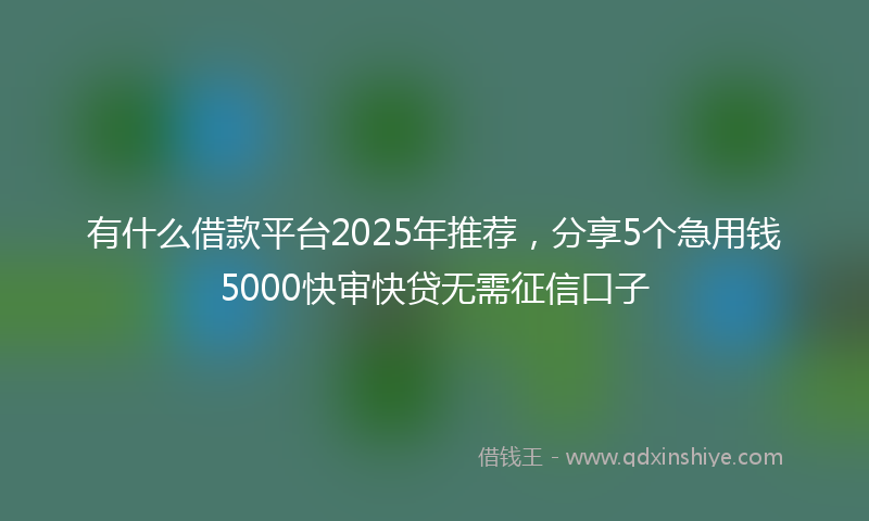 有什么借款平台2025年推荐，分享5个急用钱5000快审快贷无需征信口子