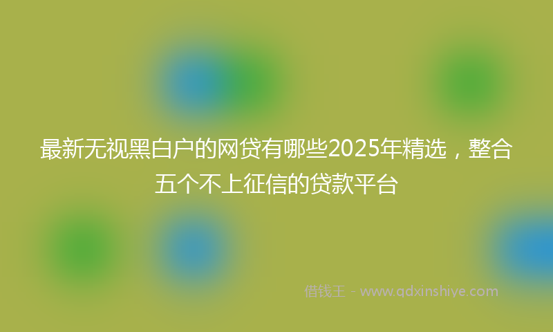 最新无视黑白户的网贷有哪些2025年精选，整合五个不上征信的贷款平台