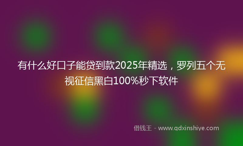 有什么好口子能贷到款2025年精选，罗列五个无视征信黑白100%秒下软件