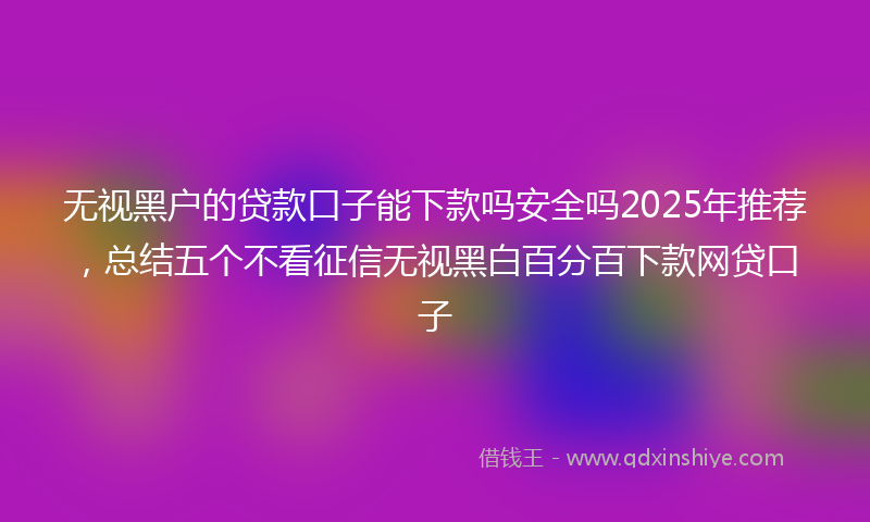 无视黑户的贷款口子能下款吗安全吗2025年推荐，总结五个不看征信无视黑白百分百下款网贷口子