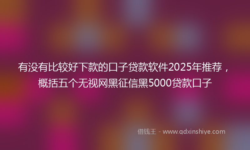 有没有比较好下款的口子贷款软件2025年推荐，概括五个无视网黑征信黑5000贷款口子