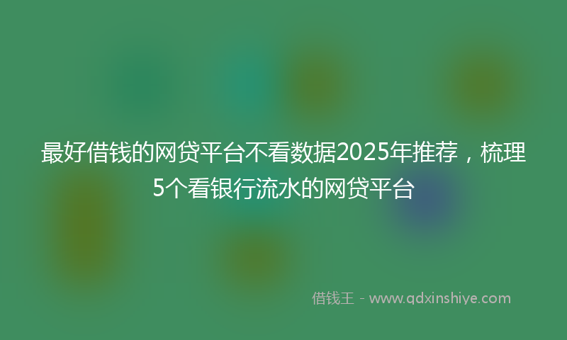 最好借钱的网贷平台不看数据2025年推荐，梳理5个看银行流水的网贷平台