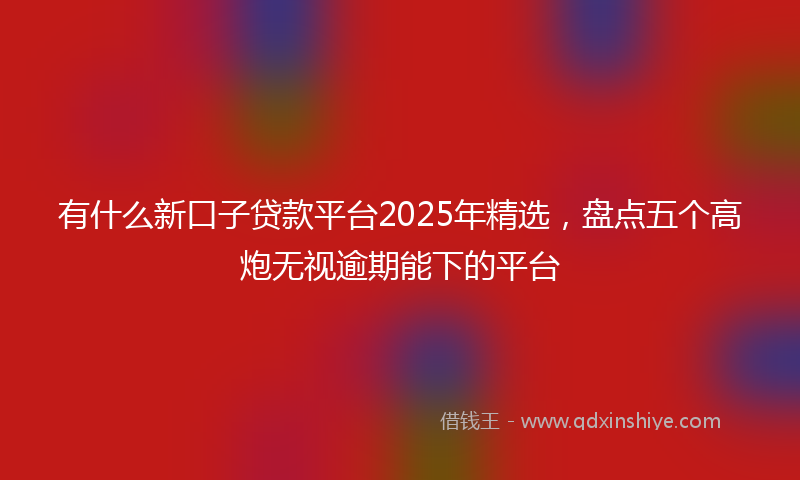 有什么新口子贷款平台2025年精选，盘点五个高炮无视逾期能下的平台