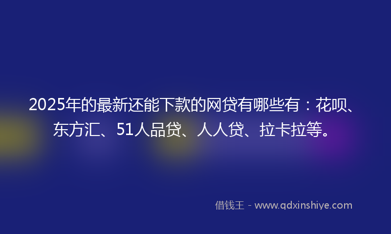 2025年的最新还能下款的网贷有哪些有：花呗、东方汇、51人品贷、人人贷、拉卡拉等。