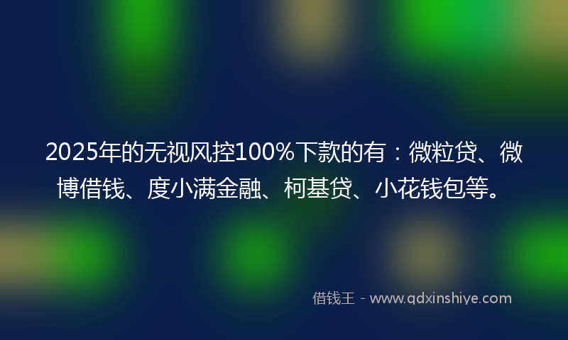 2025年的无视风控100%下款的有：微粒贷、微博借钱、度小满金融、柯基贷、小花钱包等。