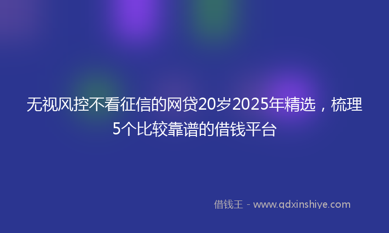 无视风控不看征信的网贷20岁2025年精选，梳理5个比较靠谱的借钱平台