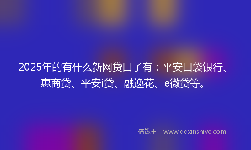 2025年的有什么新网贷口子有：平安口袋银行、惠商贷、平安i贷、融逸花、e微贷等。