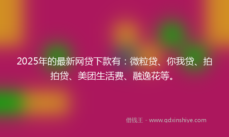 2025年的最新网贷下款有：微粒贷、你我贷、拍拍贷、美团生活费、融逸花等。