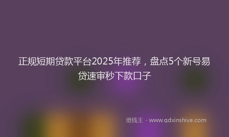正规短期贷款平台2025年推荐，盘点5个新号易贷速审秒下款口子